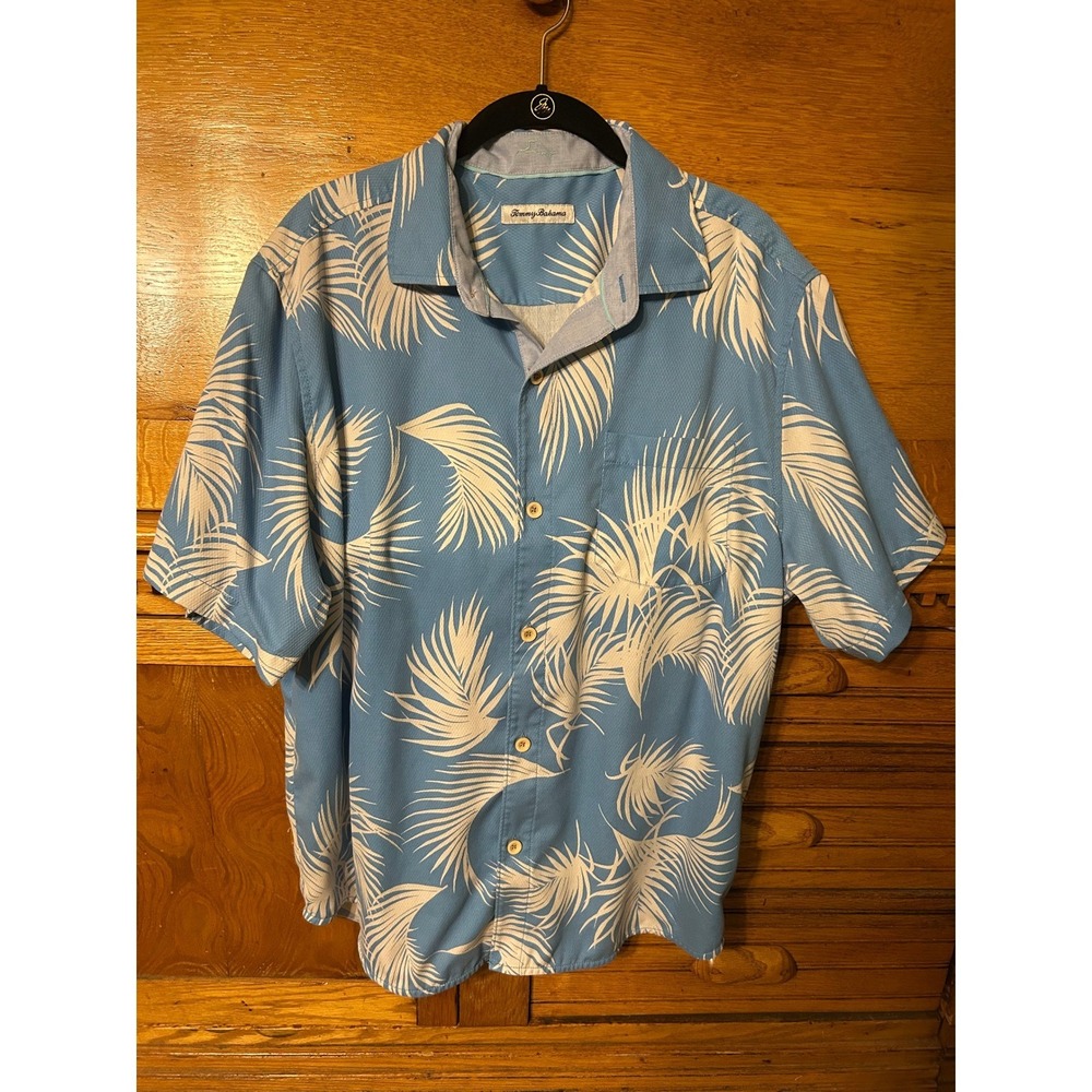 Coastal Hawaiian Tommy Bahama Palmtastic Mens Palm Leaf Print Button Down Shirt